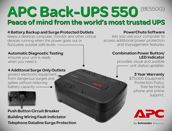 APC UPS Battery Backup BE550G